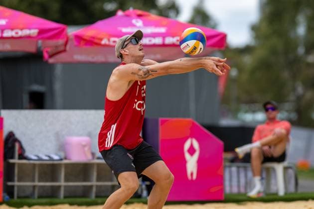 RECORD DATE NOT STATED Beach volleyball, Beachvolleyball World Championships Adelaide, Australia 14.11.2025 ADELAIDE, AUSTRALIA - NOVEMBER 14: Lukas Pfretzschner L. (Player 1, GER) during the Beach Volleyball World Championships at Adelaide on November 14, 2025 in Adelaide, Australia. Copyright: xBEAUTIFULxSPORTS PeterxWeberx