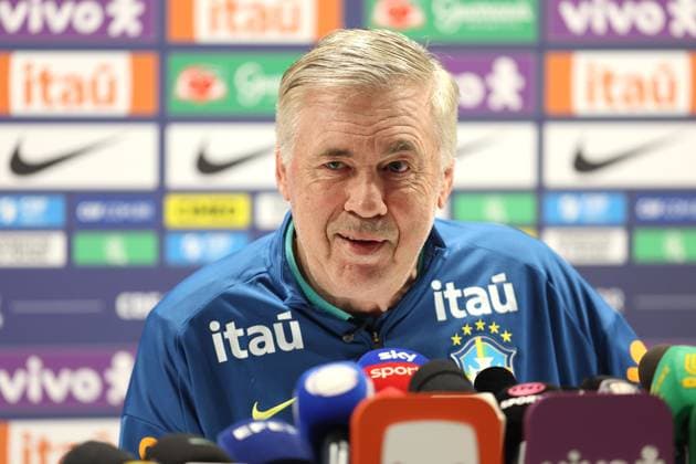 Brazil Training 14 November 2025, London - Brazil press conference, PK, Pressekonferenz & Training Session - Brazil head coach Carlo Ancelotti - Photo: Charlotte Wilson Offside. London UK Copyright: xCharlottexWilsonx xOffsidexOffside