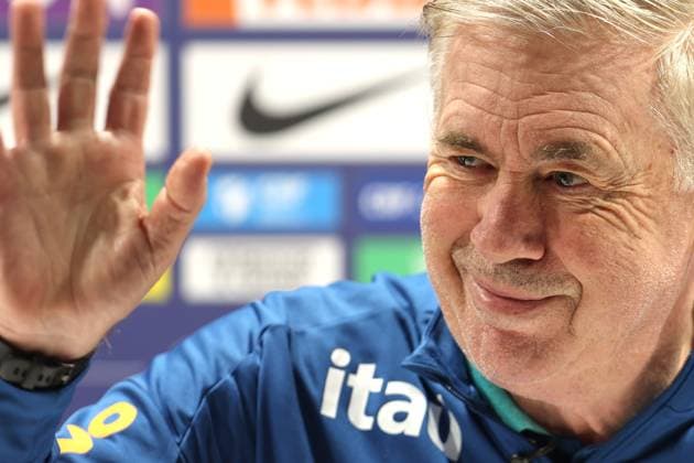 Brazil Training 14 November 2025, London - Brazil press conference, PK, Pressekonferenz & Training Session - Brazil head coach Carlo Ancelotti - Photo: Charlotte Wilson Offside. London UK Copyright: xCharlottexWilsonx xOffsidexOffside