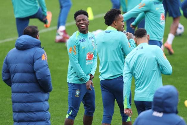 Brazil Training 14 November 2025, London - Brazil press conference, PK, Pressekonferenz & Training Session - Vinicius Junior - Photo: Charlotte Wilson Offside. London UK *** Brasilien Training 14. November 2025, London Brasilien Pressekonferenz Trainingseinheit Vinicius Junior Foto Charlotte Wilson Abseits London UK  Copyright: xCharlottexWilsonx xOffsidexOffside