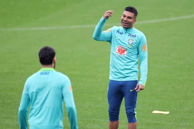 Brazil Training 14 November 2025, London - Brazil press conference, PK, Pressekonferenz & Training Session - Casemiro - Photo: Charlotte Wilson Offside. London UK Copyright: xCharlottexWilsonx xOffsidexOffside