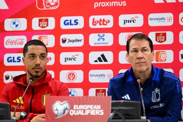 Kazakhstan v Belgium - FIFA World Cup, WM, Weltmeisterschaft, Fussball 2026 UEFA Qualifiers Media Activities 14 11 2025 NUR-SULTAN, KAZAKHSTAN - NOVEMBER 14 : Tielemans Youri midfielder of Belgium and Garcia Rudi head coach of Belgium talking to the press during a press conference, PK, Pressekonferenz ahead of the FIFA World Cup 2026 UEFA European Qualifiers group J match between Kazakhstan and Belgium on November 14, 2025 in Nur-Sultan, Kazakhstan, 14 11 2025 Nur-Sultan Kazakhstan  Copyright: xVincentxKalutx