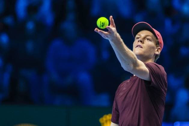 Jannik Sinner of Italy vs Ben Shelton of United States - Nitto ATP, Tennis Herren FINALS 2025 Turin - 14 11 2025 Jannik Sinner of Italy seen in actions during Men s Singles Group Stage match against Ben Shelton of United States on day six of the Nitto ATP Finals 2025 at Inalpi Arena in Turin Copyright: xBEAUTIFULxSPORTS Carabellix