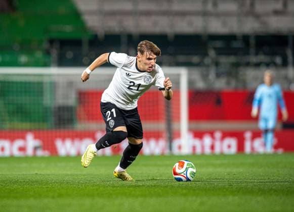 Fussball, Nachwuchs, Saison 2025 26, U21, U 21 EM-Qualifikation (Gruppe F, 6. Spieltag) in Fürth, Deutschland - Malta, Lennart Karl (U21, Deutschland), 14.11 2025, Copyright: xSebastianxRäppold MatthiasxKochx