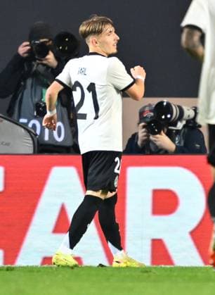 14.11.2025 - Fussball - Länderspiel Qualifikation Europameisterschaft : Deutschland GER DEU BRD - Malta MLT - - xwoxzix - Torjubel Jubel Freude nach Treffer Tor Torschuß zum 2:0 durch Lennart Karl (21, Deutschland ) -