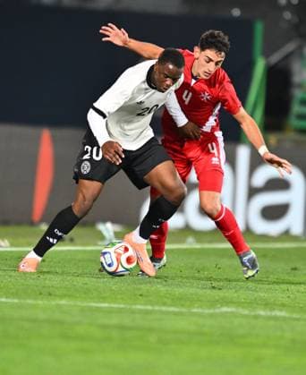 14.11.2025 - Fussball - Länderspiel Qualifikation Europameisterschaft : Deutschland GER DEU BRD - Malta MLT - - xwoxzix - Ilyas Ansah (20, Deutschland ) Jake Vassallo (4, Malta )