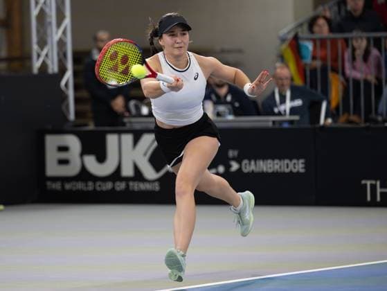 Billie Jean King Cup 2025 Play-Offs, TC Ismaning, Muenchen, Deutschland, Eroeffnungsfeier, Team Germany, Eva Lys Tennis - Billie Jean King Cup 2025 - ITF Billie Jean King Cup - TC Ismaning - Ismaning - Bayern - Deutschland - 14 November 2025. Copyright: xJuergenxHasenkopfx