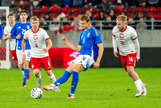 Fußball, U21 EM Quali, Polen - Italien Szczecin 14.11.2025 Pilka nozna mecz mlodziezowych eliminacji Mistrzostw Europy 2027 --- European Football Championship qualification 2027 match in Szczecin: Polska U21, U 21 - Wlochy U21 N Z Giacomo Faticanti Fot. Marcin Jasinski Arena Akcji NEWSPIX.PL --- newspix.pl 
