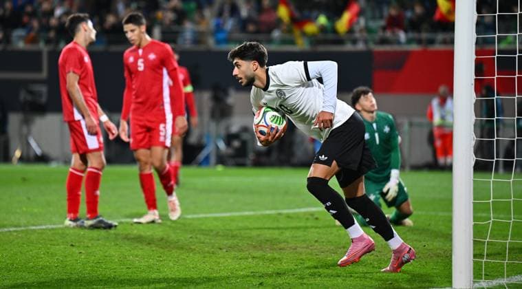 14.11.2025 - Fussball - Länderspiel Qualifikation Europameisterschaft : Deutschland GER DEU BRD - Malta MLT - - xwoxzix - Muhammed Damar (10, Deutschland ) nach Treffer Tor Torschuß zum 6:0