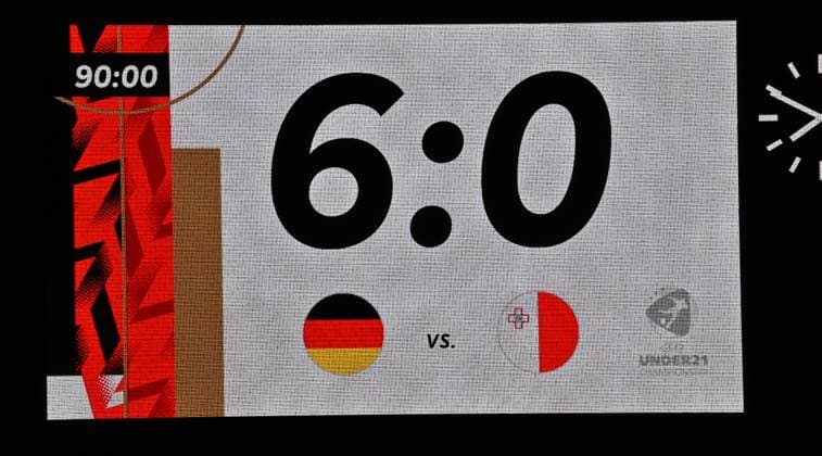 14.11.2025 - Fussball - Länderspiel Qualifikation Europameisterschaft : Deutschland GER DEU BRD - Malta MLT - - xwoxzix - Endergebnnis auf Anzeigetafel
