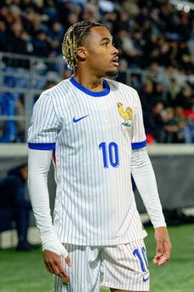 Wilson Odobert (10 France U21, U 21 portrait (headshot close up) during the UEFA U21 EURO 2027 Qualifying round match match between Switzerland U21 and France U21 at Stade de la Tuiliere in Lausanne, Switzerland Lausanne Lausanne, Switzerland, November 14 2025 : Switzerland Switzerland Copyright: xGiuseppexVelletrix xSPPx