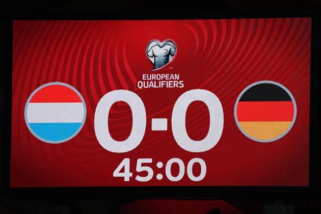 Halbzeitstand auf der Videowand - Luxemburg 14.11.2025: Luxemburg vs. Deutschland, WM Qualifikation