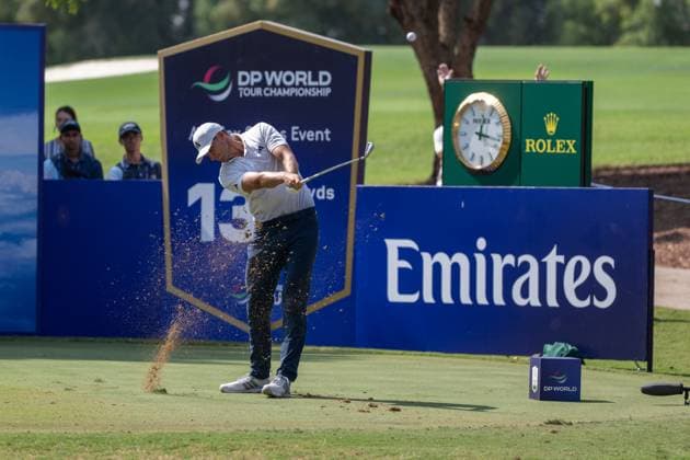 Ludvig Aberg (SWE) Round 2 of the DP World Tour Championship 2025, held at the Jumeirah Golf Estate, Earth Course, Dhabi, United Arab Emerites. 13-16 November 2025. Dubai United Arab Emerites DP World Tour, Dp World Tour Championship 2025, Golf x11290x