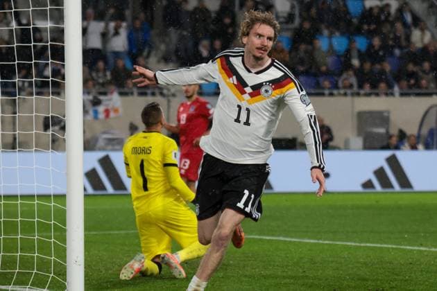 14.11.2025, xhettx, Fussball WM-Qualifikation 2026, Luxemburg - Deutschland v.l. Nick Woltemade (Germany, 11) zum 0:1 (DFL DFB REGULATIONS PROHIBIT ANY USE OF PHOTOGRAPHS as IMAGE SEQUENCES and or QUASI-VIDEO) Luxemburg