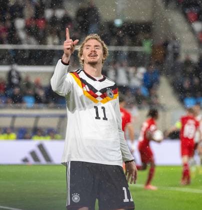 Fussball, Herren, Saison 2025 26, WM-Qualifikation (Gruppe A, 9. Spieltag), Luxemburg - Deutschland, Nick Woltemade (Deutschland), Jubel nach Tor zum 1:0, 14.11 2025, Copyright: xMatthiasxKochx