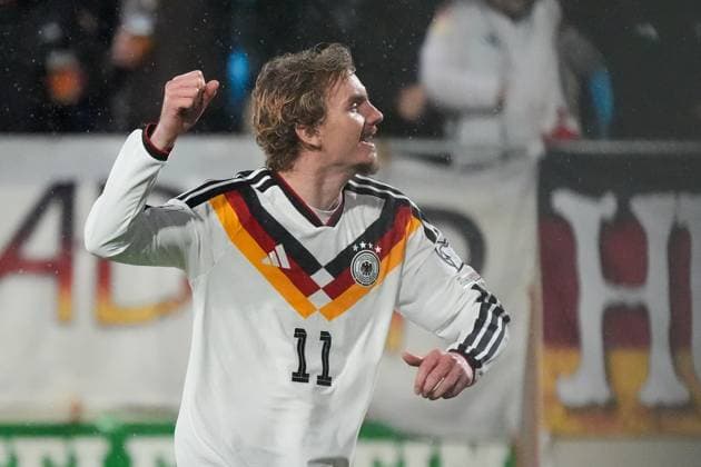 celebrate the goal, Torjubel zum 0:1 Nick Woltemade (Deutschland Germany) - Luxemburg 14.11.2025: Luxemburg vs. Deutschland, WM Qualifikation