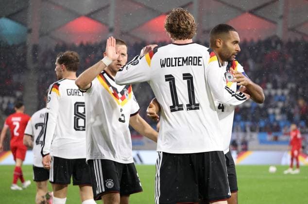 14.11.2025, Fussball, Herren, Qualifikation, European Qualifiers, Luxemburg - Deutschland, Torjubel nach dem 0:1 durch Nick Woltemade (Deutschland) Luxemburg Stade de Luxembourg Luxemburg Luxemburg (LUX) Copyright: xFabianxKleerx