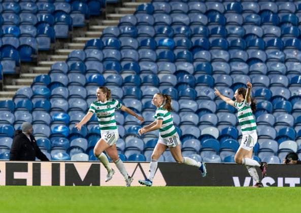 Saoirse Noonan of Celtic Women celebrates scoring her sides second goal during ScottishPower Women s Premier League match at Ibrox Stadium, Glasgow. Rangers Women v Celtic Women - ScottishPower Women s Premier League - Ibrox Stadium, Glasgow, Lanarkshire, Scotland, UK - 14 Nov 2025Glasgow Ibrox Stadium Lanarkshire, Scotland United Kingdom EDITORIAL USE ONLY  Copyright: xRangersxFC Shutterstockx 15798541ba
