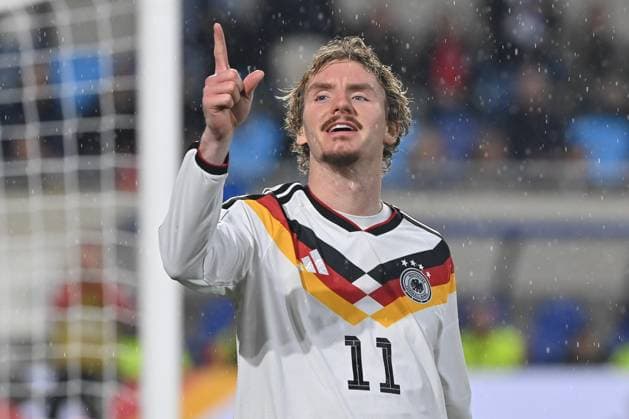 14.11.2025, xjrdrx, Fussball, WM-Qualifikation 2026 Luxemburg - Deutschland emspor, v.l. Nick Woltemade (Deutschland) Jubel, Torjubel, jubelt ueber das Tor, celebrate the goal, celebration (DFL DFB REGULATIONS PROHIBIT ANY USE OF PHOTOGRAPHS as IMAGE SEQUENCES and or QUASI-VIDEO) Luxemburg