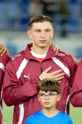 Alessandro Vogt (19 Switzerland U21, U 21 portrait (headshot close up) during the UEFA U21 EURO 2027 Qualifying round match match between Switzerland U21 and France U21 at Stade de la Tuiliere in Lausanne, Switzerland Lausanne Lausanne, Switzerland, November 14 2025 : Switzerland Switzerland Copyright: xGiuseppexVelletrix xSPPx