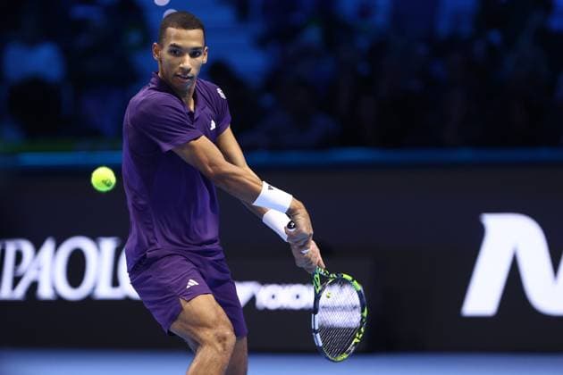 Felix Auger-Aliassime (Canada) controls the ball, day 6, Nitto ATP, Tennis Herren Finals 2025, INALPI Arena, November 14, 2025, Turin, Italy.