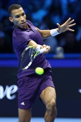 Felix Auger-Aliassime (Canada) controls the ball, day 6, Nitto ATP, Tennis Herren Finals 2025, INALPI Arena, November 14, 2025, Turin, Italy.