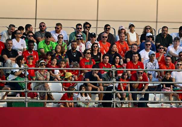 Portugal v Belgium : Round of 32- FIFA U-17 World Cup Qatar 2025 Fans of Portugal cheer for the team during the FIFA U-17 World Cup Qatar 2025 Round of 32 match between Portugal and Belgium in Doha, Qatar, on November 14, 2025. DOHA Qatar Copyright: xNOUSHADxTHEKKAYILx