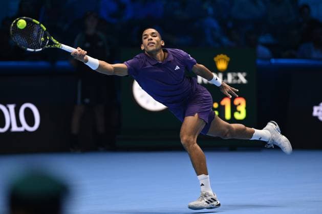 Felix Auger-Aliassime (CAN) during the singles match between Alexander Zverev (GER) and Felix Auger-Aliassime (CAN) during day six of the Nitto ATP, Tennis Herren Finals 2025 at Inalpi Arena on November 14, 2025 in Turin, Italy  Copyright: xDomenicoxCippitelli IPAxSportx xipa-agency.netx xx IPA_67967943 IPA_Agency_IPA67967943