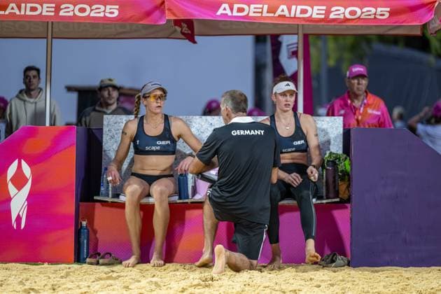 RECORD DATE NOT STATED Beach volleyball, Beachvolleyball World Championships Adelaide, Australia 14.11.2025 ADELAIDE, AUSTRALIA - NOVEMBER 14: Melanie Paul (Player 1, GER), Lea Sophie Kunst (Player 2 during the Beach Volleyball World Championships at Adelaide on November 14, 2025 in Adelaide, Australia. Copyright: xBEAUTIFULxSPORTS PeterxWeberx