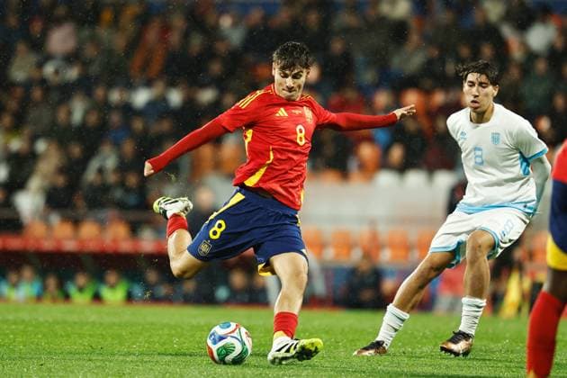 Rodrigo Mendoza (ESP), NOVEMBER 14, 2025 - Football Soccer : UEFA Under-21 Championship 2027 qualifying round match between U21, U 21 Spain - U21 San Marino at the Estadio Angel Carro in Lugo, Spain. Noxthirdxpartyxsales  aflo_310442487