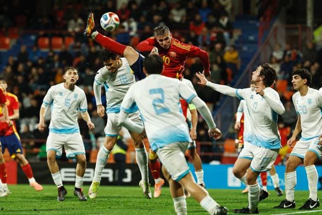 Iker Bravo (ESP), NOVEMBER 14, 2025 - Football Soccer : UEFA Under-21 Championship 2027 qualifying round match between U21, U 21 Spain - U21 San Marino at the Estadio Angel Carro in Lugo, Spain. Noxthirdxpartyxsales  aflo_310442546