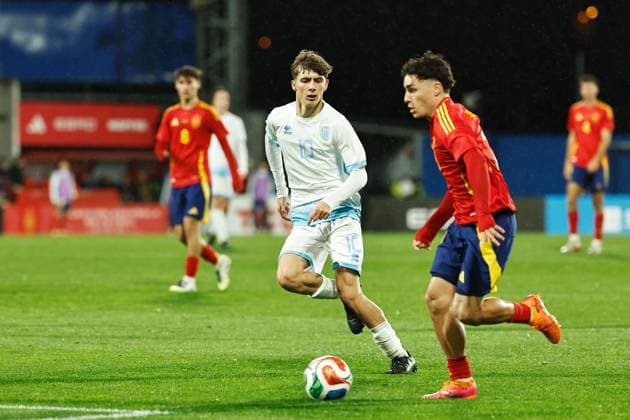 Enea Dell Balda (SMR), NOVEMBER 14, 2025 - Football Soccer : UEFA Under-21 Championship 2027 qualifying round match between U21, U 21 Spain - U21 San Marino at the Estadio Angel Carro in Lugo, Spain. Noxthirdxpartyxsales  aflo_310442582