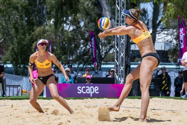 RECORD DATE NOT STATED Beach volleyball, Beachvolleyball World Championships Adelaide, Australia 15.11.2025 ADELAIDE, AUSTRALIA - NOVEMBER 15: Svenja Müller (Player 1, GER), Cinja Tillmann (Player 2 during the Beach Volleyball World Championships at Adelaide on November 15, 2025 in Adelaide, Australia. Copyright: xBEAUTIFULxSPORTS PeterxWeberx