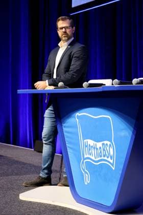 DEU, DFL, 2. FBL, Hertha BSC, Mitgliederversammlung, 15.11.2025, Messe Berlin, Berlin, DEU, DFL, 2. FBL, Hertha BSC, Mitgliederversammlung, im Bild Praesident Fabian Drescher (Hertha BSC Berlin) DFL - regulations prohibit any use of Photographs as image sequences and or quasi-video