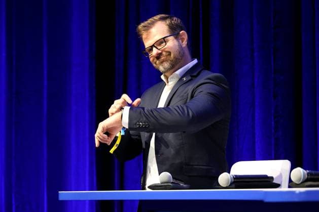 DEU, DFL, 2. FBL, Hertha BSC, Mitgliederversammlung, 15.11.2025, Messe Berlin, Berlin, DEU, DFL, 2. FBL, Hertha BSC, Mitgliederversammlung, im Bild Praesident Fabian Drescher (Hertha BSC Berlin) DFL - regulations prohibit any use of Photographs as image sequences and or quasi-video