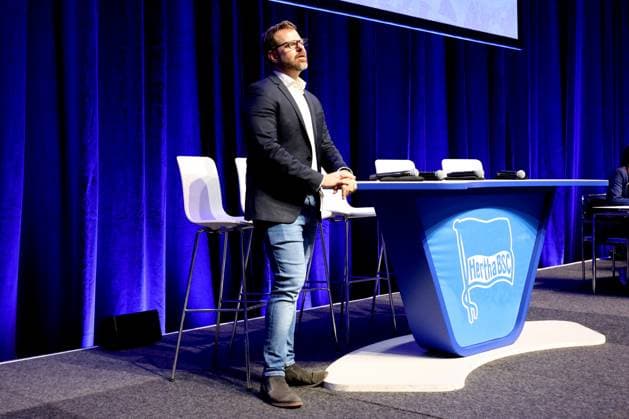 DEU, DFL, 2. FBL, Hertha BSC, Mitgliederversammlung, 15.11.2025, Messe Berlin, Berlin, DEU, DFL, 2. FBL, Hertha BSC, Mitgliederversammlung, im Bild Praesident Fabian Drescher (Hertha BSC Berlin) DFL - regulations prohibit any use of Photographs as image sequences and or quasi-video