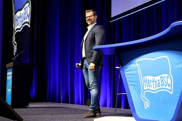 DEU, DFL, 2. FBL, Hertha BSC, Mitgliederversammlung, 15.11.2025, Messe Berlin, Berlin, DEU, DFL, 2. FBL, Hertha BSC, Mitgliederversammlung, im Bild Praesident Fabian Drescher (Hertha BSC Berlin) DFL - regulations prohibit any use of Photographs as image sequences and or quasi-video