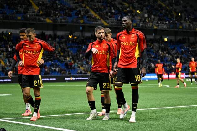 Kazakhstan v Belgium - FIFA World Cup, WM, Weltmeisterschaft, Fussball 2026 UEFA Qualifiers NUR-SULTAN, KAZAKHSTAN - NOVEMBER 15 : Onana Amadou midfielder of Belgium and Raskin Nicolas midfielder of Belgium during the FIFA World Cup 2026 UEFA European Qualifiers group J match between Kazakhstan and Belgium on November 15, 2025 in Nur-Sultan, Kazakhstan, 15 11 2025 Nur-Sultan Kazakhstan  Copyright: xJanxDexMeuleneirx