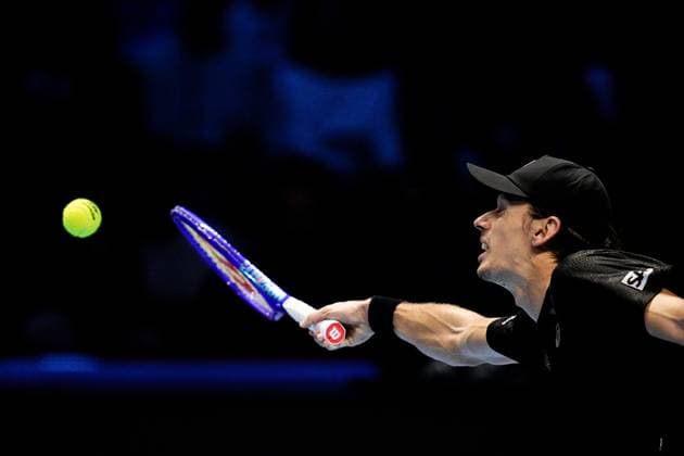 Australia s Alex de Minaur r returns the ball to Italy s Jannik Sinner during the singles semi-finals tennis match of the ATP, Tennis Herren World Tour Finals at the Inalpi Arena in Turin, Italy - Saturday, Nov. 15, 2025. -  Copyright: xMarcoxAlpozzi LaPressex