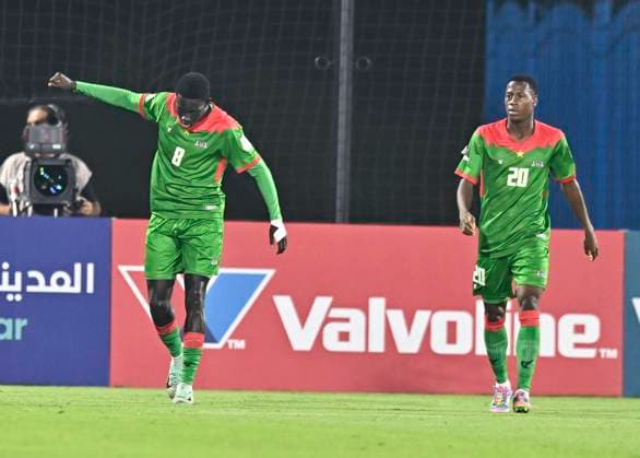 Germany v Burkina Faso: Round of 32- FIFA U-17 World Cup Qatar 2025 Mohamed Zongo(L) of Burkina Faso celebrates after scoring a goal during the FIFA U-17 World Cup Qatar 2025 Round of 32 match between Germany and Burkina Faso in Doha, Qatar, on November 15, 2025. DOHA Qatar Copyright: xNOUSHADxTHEKKAYILx