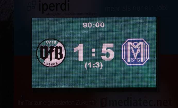 Fussball, Herren, Saison 2025 2026, RL-Nord, VfB Luebeck gegen SV Meppen 1-5 DFL REGULATIONS PROHIBIT ANY USE OF PHOTOGRAPHS AS IMAGE SEQUENCES AND OR QUASI-VIDEO.