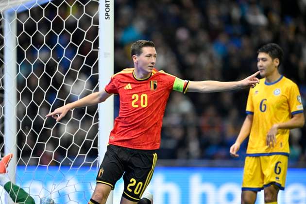 Kazakhstan v Belgium - FIFA World Cup, WM, Weltmeisterschaft, Fussball 2026 UEFA Qualifiers NUR-SULTAN, KAZAKHSTAN - NOVEMBER 15 : Vanaken Hans midfielder of Belgium celebrates after scoring during the FIFA World Cup 2026 UEFA European Qualifiers group J match between Kazakhstan and Belgium on November 15, 2025 in Nur-Sultan, Kazakhstan, 15 11 2025 Nur-Sultan Kazakhstan  Copyright: xJanxDexMeuleneirx