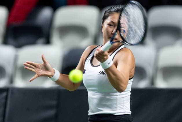 Billie Jean King Cup - Romania vs New Zealand, Vivian Yang during Billie Jean King Cup - Romania vs New Zealand, play-off match in Gorzow Wielkopolski, Poland on November 15, 2025 Gorzow Wielkopolski Poland  Copyright: xFotoxOlimpikx originalFilename:jastrzebowski-billieje251115_npaWI.jpg