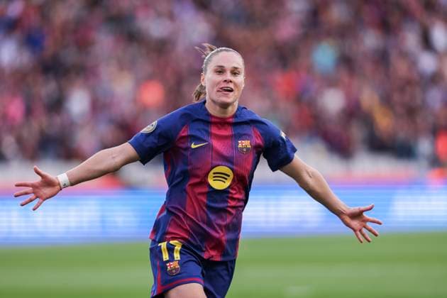 November 15, 2025, Barcelona, Barcelona, Spain: Ewa Barbara Pajor of FC Barcelona, Barca celebrates a goal during the Spanish Women league, Liga F, football match played between FC Barcelona and Real Madrid CF at Estadi Olimpic Lluis Companys on November 15, 2025 in Barcelona, Spain. Barcelona Spain - ZUMAa181 20251115_zaa_a181_016 Copyright: xJavierxBorregox