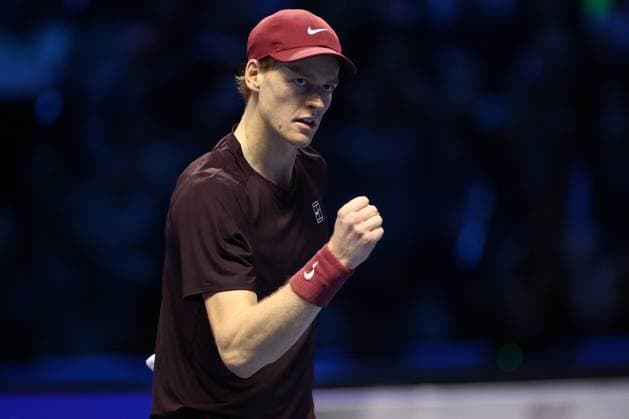 Jannik Sinner vs Alex De Minaur Jannik Sinner of Italy celebrates during the semi-final singles match between Jannik Sinner of Italy and Alex De Minaur of Australia on Day seven of the Nitto ATP, Tennis Herren World Tour Finals. Torino Inalpi Arena Italy Copyright: xMarcoxCanonierox