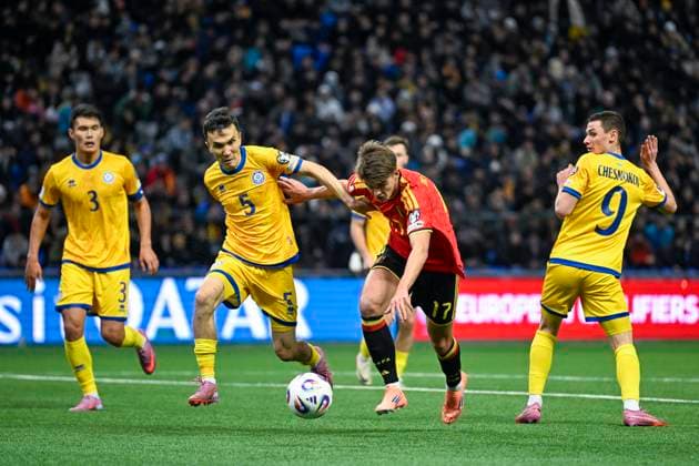 Kazakhstan v Belgium - FIFA World Cup, WM, Weltmeisterschaft, Fussball 2026 UEFA Qualifiers NUR-SULTAN, KAZAKHSTAN - NOVEMBER 15 : De Ketelaere Charles midfielder of Belgium in action during the FIFA World Cup 2026 UEFA European Qualifiers group J match between Kazakhstan and Belgium on November 15, 2025 in Nur-Sultan, Kazakhstan, 15 11 2025 Nur-Sultan Kazakhstan  Copyright: xJanxDexMeuleneirx