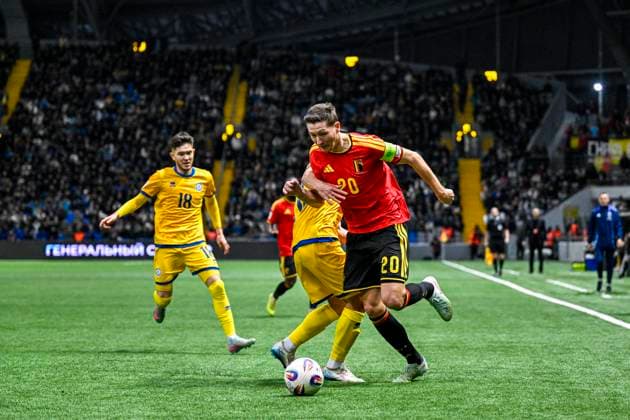 Kazakhstan v Belgium - FIFA World Cup, WM, Weltmeisterschaft, Fussball 2026 UEFA Qualifiers NUR-SULTAN, KAZAKHSTAN - NOVEMBER 15 : Vanaken Hans midfielder of Belgium in action during the FIFA World Cup 2026 UEFA European Qualifiers group J match between Kazakhstan and Belgium on November 15, 2025 in Nur-Sultan, Kazakhstan, 15 11 2025 Nur-Sultan Kazakhstan  Copyright: xJanxDexMeuleneirx