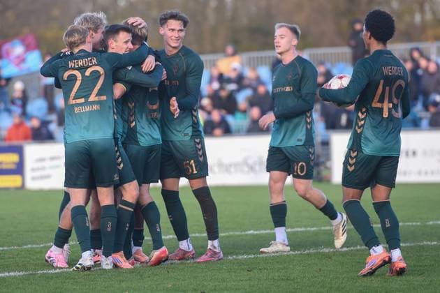 Fußball I Herren I Saison 2025-2026 I Regionalliga Nord I 19. Spieltag I SC Weiche Flensburg 08 - SV Werder Bremen II 15.11.2025 Jubel Werder Bremen II Copyright: xLobeca JanxKirschnerx