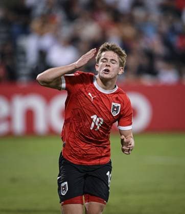 Fussball, Junioren U 17 WM 2025 Doha Katar Sechzehntelfinal 15.11.2025 Spiel 74 Oesterreich - Tunesien JUBEL Oesterreich; Zweifacher Torschuetze Johannes Moser