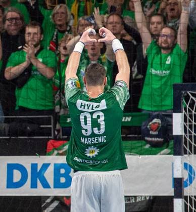 Handball, Herren, Saison 2025 2026, DAIKIN Handball-Bundesliga (12. Spieltag), Füchse Berlin - THW Kiel, Mijajlo Marsenic (Füchse Berlin), 15.11.2025, Copyright: xSebastianxRäppold MatthiasxKochx